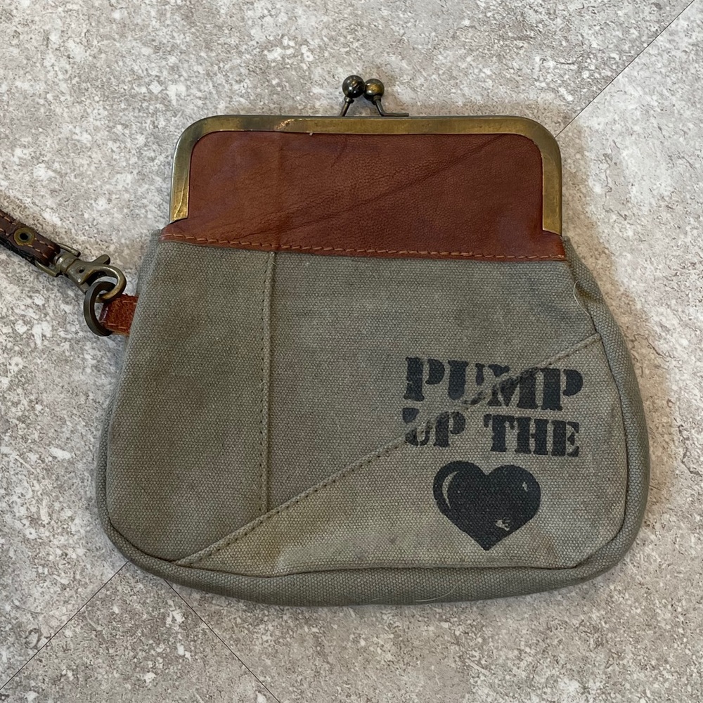 Mona B up-cycled canvas wristlet